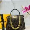 Fendii Original Leather Shoulder Bag Black Gold Hardware
