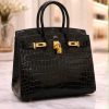 Birkinn Black Croc Effect Top Handle Bag