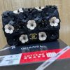 Black and White Fashion Camellia Flower Applique Flap Bag