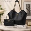 Black Chanel Quilted Caviar Leather Tote Bag