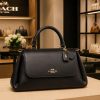 Black Coachh Leather Top Handle Satchel Bag