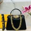 Black Fendi Leather Shoulder Bag Black Gold Hardware