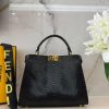 Black Fendi Peekaboo Python-Embossed Leather Top Handle Bag