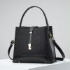 Black Lace Pattern Top Handle Bucket Bag