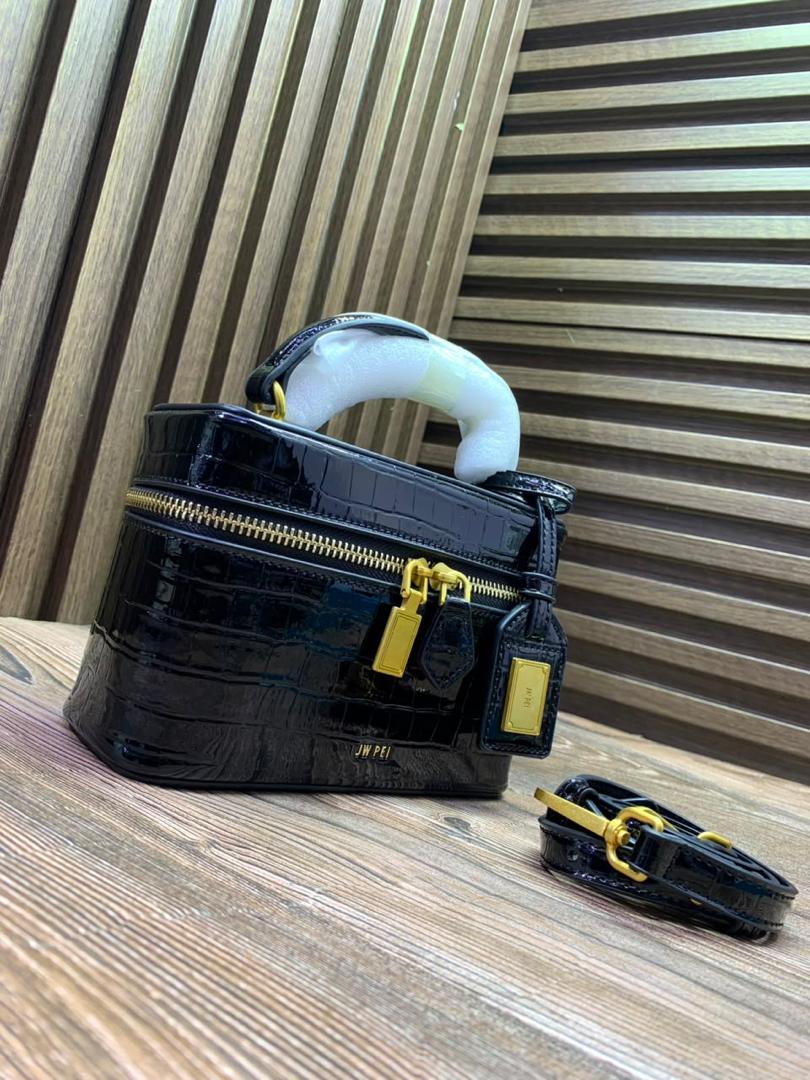 Black Pink Croc JW PEI Vanity Case Bag