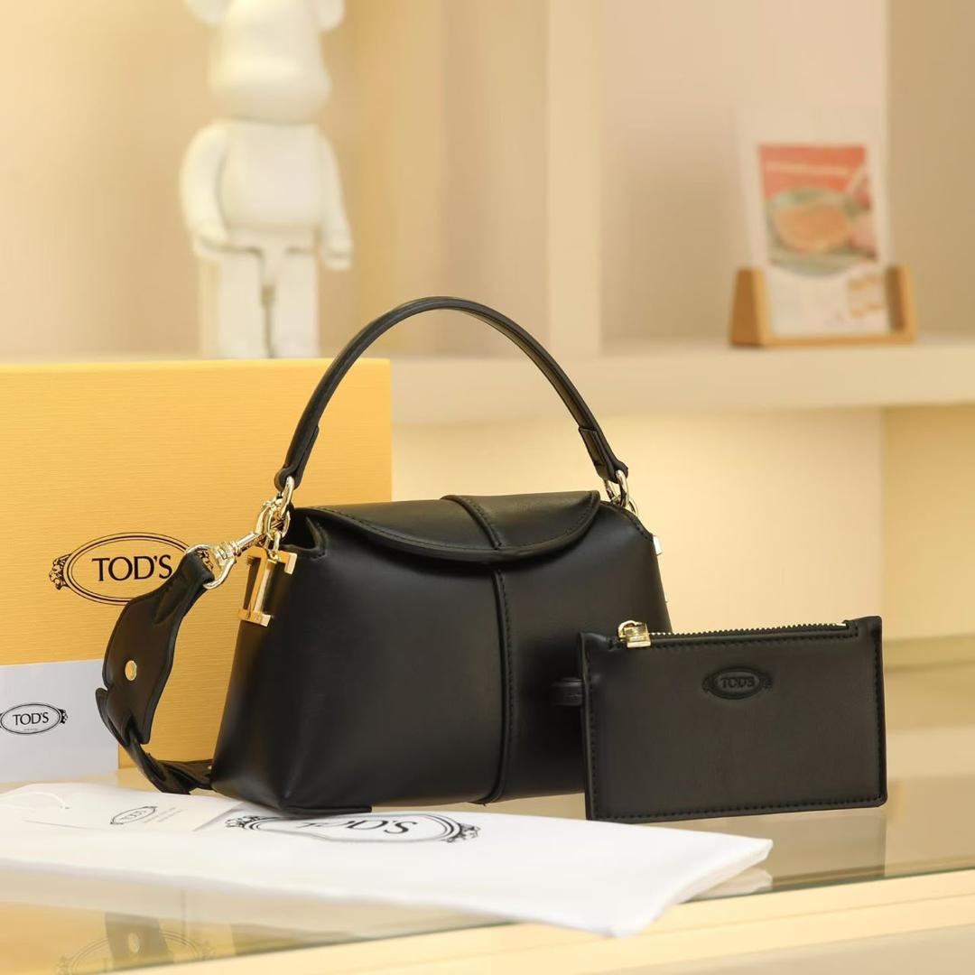 Black Tod's Apa Micro Leather Top Handle Bag