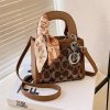 Brown Dior Lady Dior Embellished Canvas Handbag