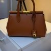 Brown Dolcee & Gabbana Dolce Box Leather Top Handle Bag