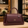 Burgundy Coach Leather Top Handle Satchel Bag