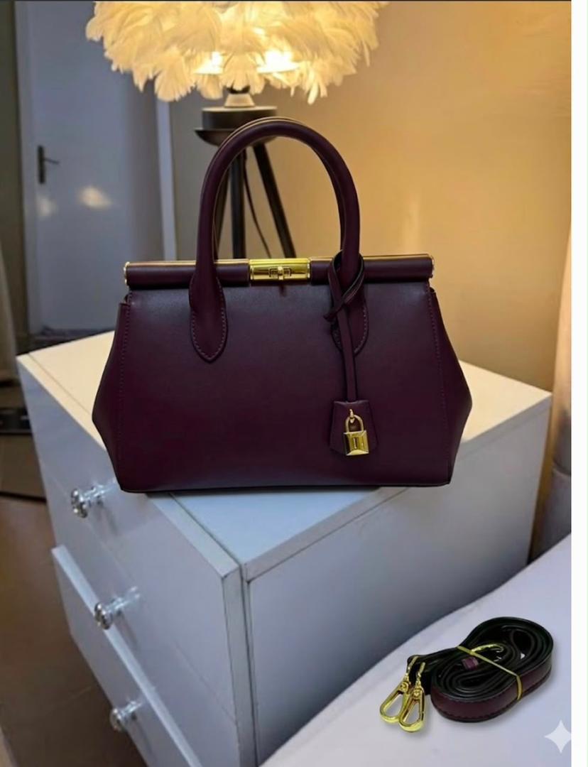 Burgundy Dolce & Gabbana Dolce Box Leather Top Handle Bag