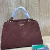 Burgundy Pradaa Matte Leather Top Handle Satchel Bag