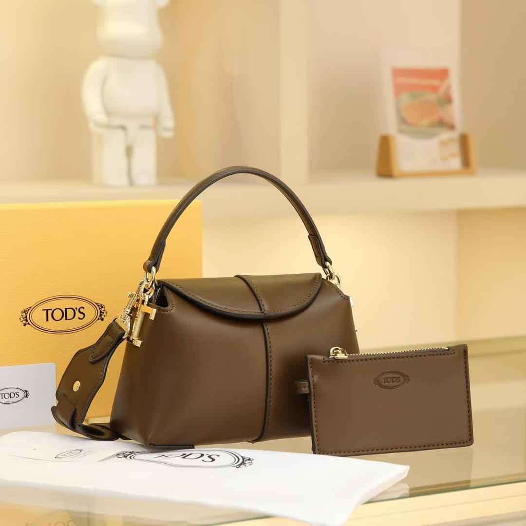 Dark Brown Tod's Apa Micro Leather Top Handle Bag