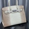Fashion Birkin White Croc Effect Top Handle Bag