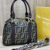 Fendi Boston Brown Mix FF Monogram Fabric Bowling Bag