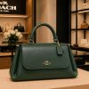 Green Coach Leather Top Handle Satchel Bag