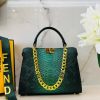 Green Gradient Fendi Peekaboo Python-Embossed Leather Top Handle Bag
