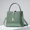 Green Lace Pattern Top Handle Bucket Bag