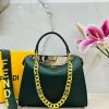 Green Luxury Original Fendi Leather Shoulder Bag Black Gold Hardware