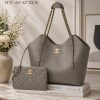 Grey Chanell Quilted Caviar Leather Tote Bag