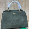 Grey Prada Matte Leather Top Handle Satchel Bag