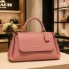 Pink Coachh Leather Top Handle Satchel Bag