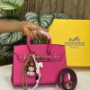 Pink Hermes Birkin Grained Leather Top Handle Bag