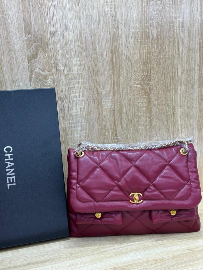 Red Chanel Quilted Leather Flap Shoulder Bag with Dual Front Pockets - Image 2