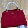 Red Prada Matte Leather Top Handle Satchel Bag