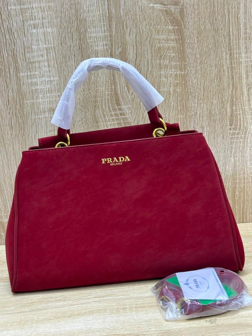 Red Prada Matte Leather Top Handle Satchel Bag