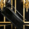 Rose Handle Black Patent Clutchh Bag
