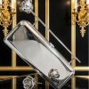 Rose Handle Silver luxury Patent Clutch Bag