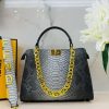 Silver and Black Fendi Peekaboo Python-Embossed Leather Top Handle Bag