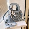 Sky Blue Lady Dior Embellished Canvas Handbag