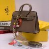 Taupe Hermess Birkin Grained Leather Top Handle Bag