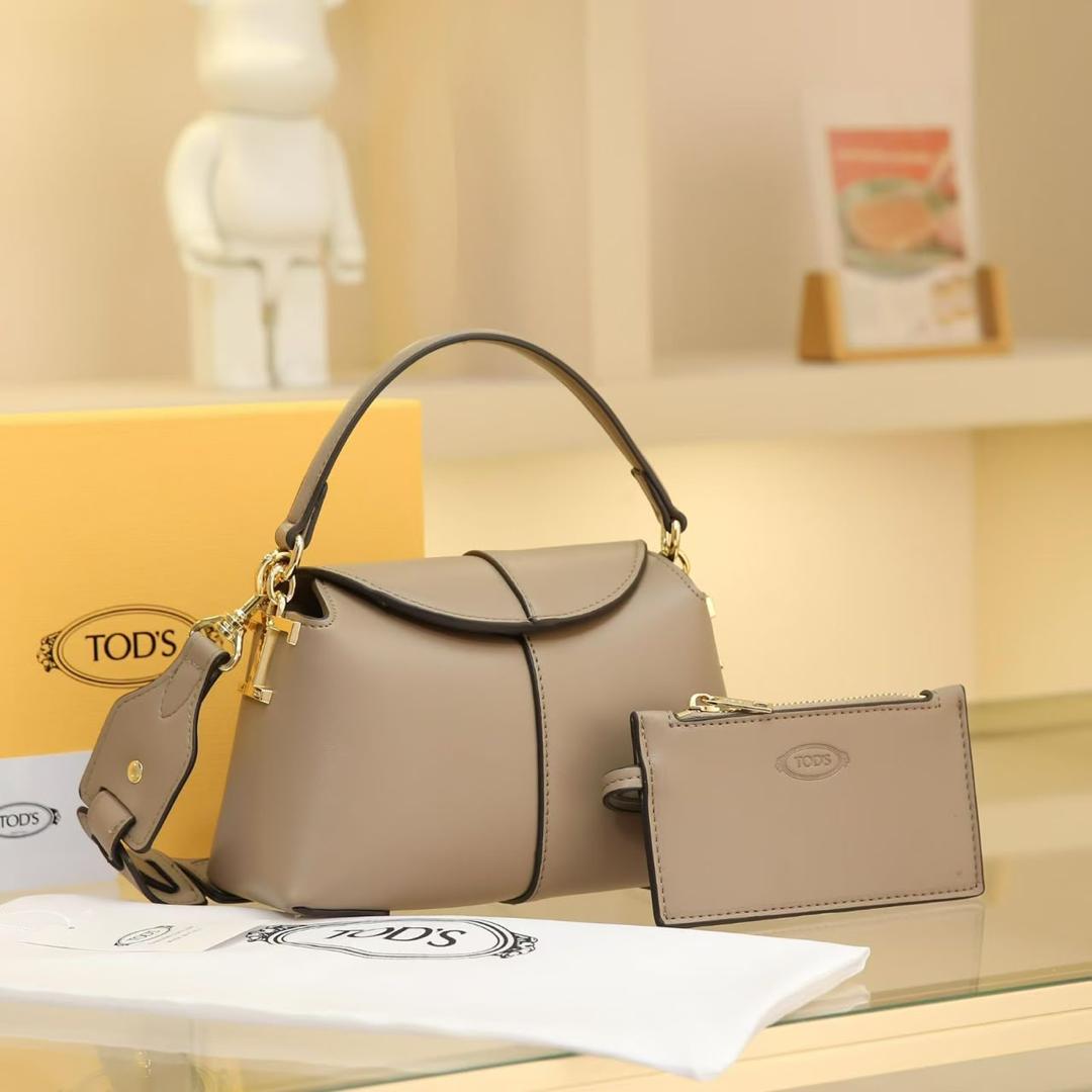 Taupe Tod's Apa Micro Leather Top Handle Bag