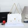White Chanel Quilted Leather Flap Shoulder Bag with Dual Front Pockets