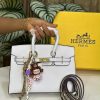 White  Hermes Birkin Grained Leather Top Handle Bag