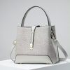 White Lace Pattern Top Handle Bucket Bag