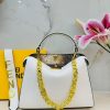 White Original Fendi Leather Shoulder Bag Black Gold Hardware